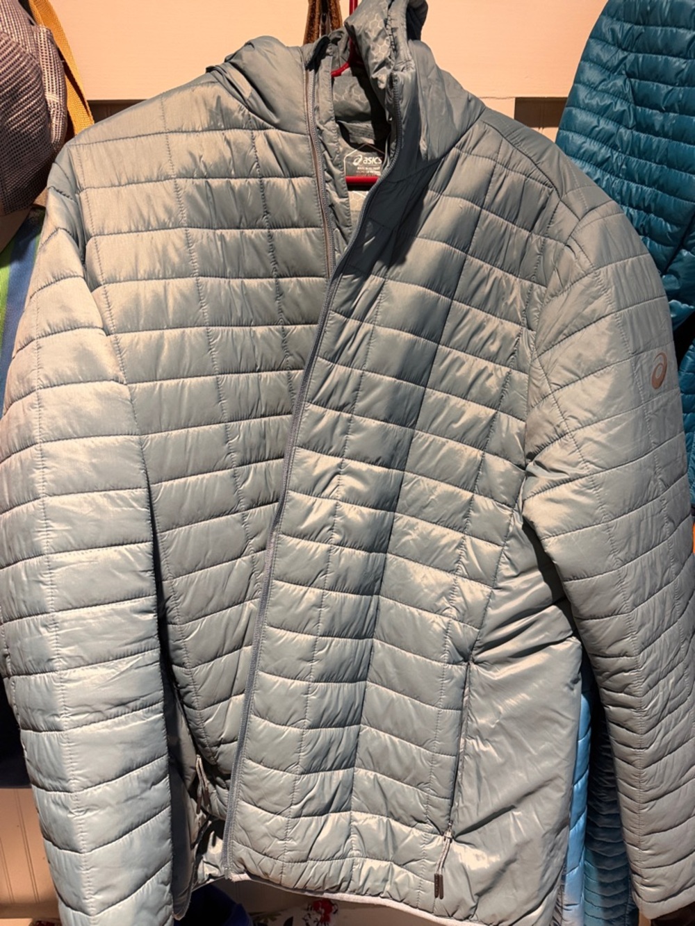 Asics Gray Quilted Hooded Puffer Jacket